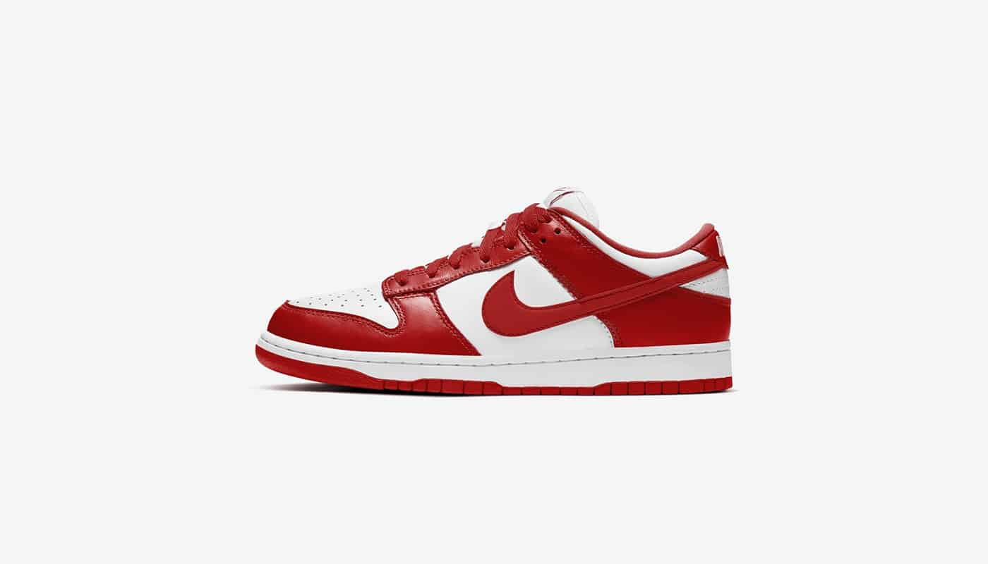 dunk low white royal red