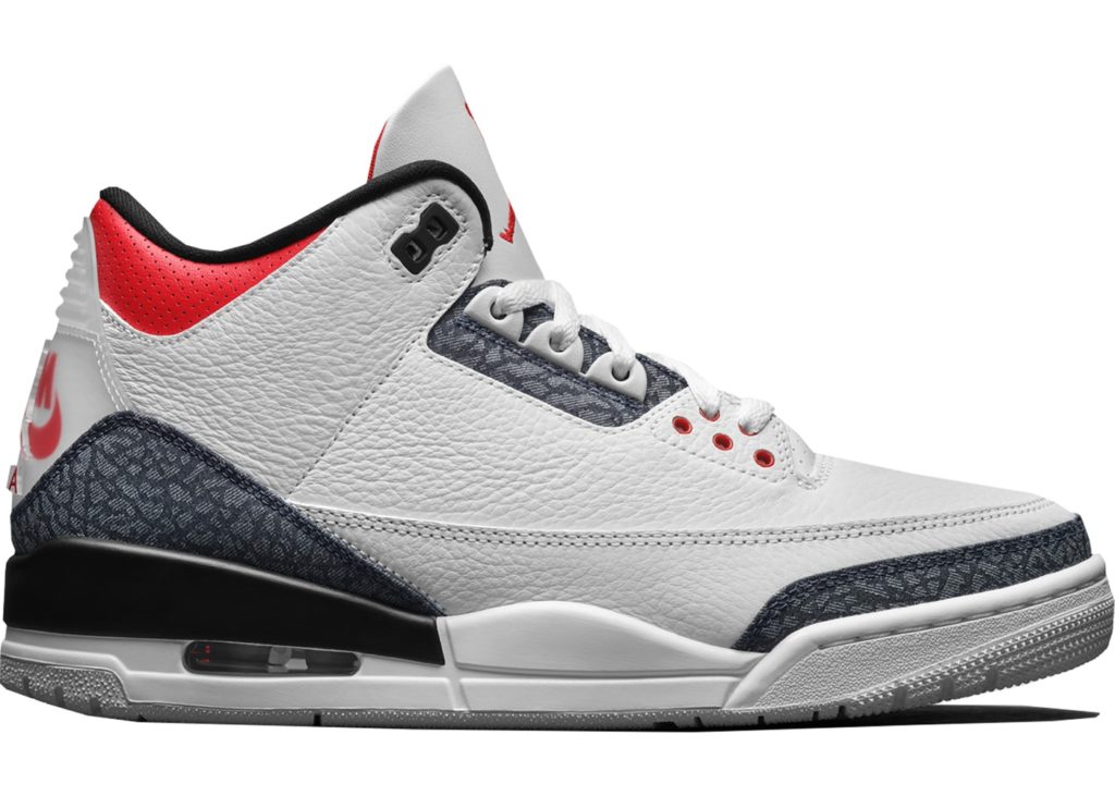 j3 fire red denim