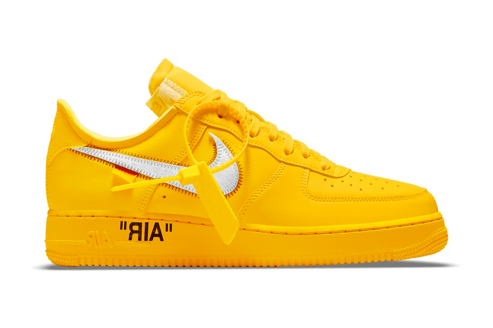 off white air force 1 university gold raffle