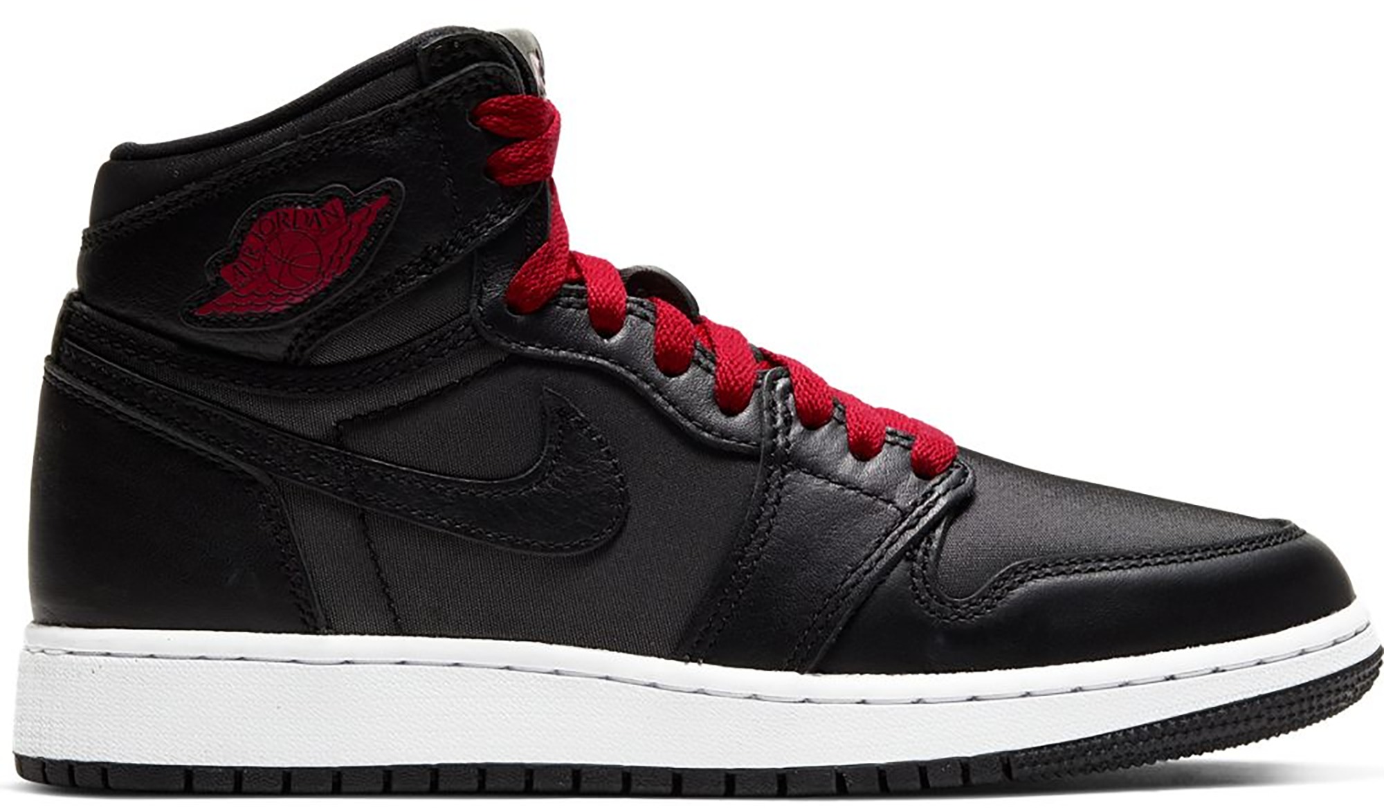 Jordan 1 Retro High Black Satin Gym Red 